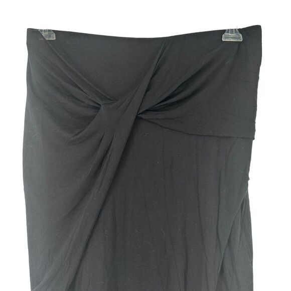 Helmut Lang Dress Black Maxi Strapless High Slit Draped Micro Modal Size L Sexy - Picture 2 of 9